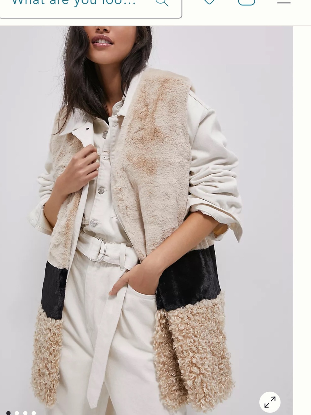 EUC  Anthropologie Lindsie Sherpa Vest. Colors are Black and Cream. One Size